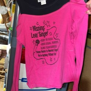 Y2K Barbie rock band cold shoulder shirt